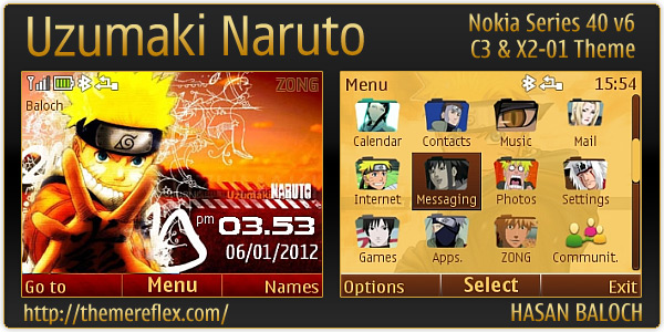 Download Tema Uzumaki Naruto buat Nokia C3 dan x2-01